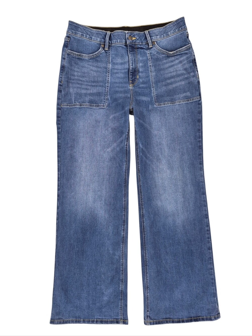 Liz Claiborne jeans women's 12 wide leg high rise stretch comfort waistband